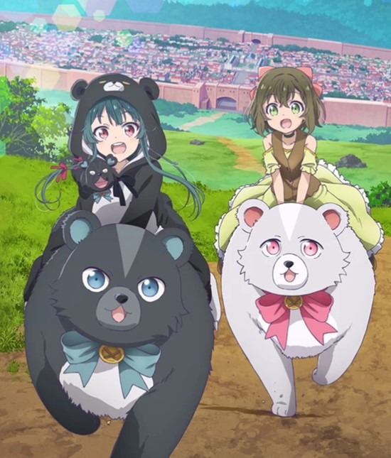 Yuma and Fina riding Yuma's bears and laughing